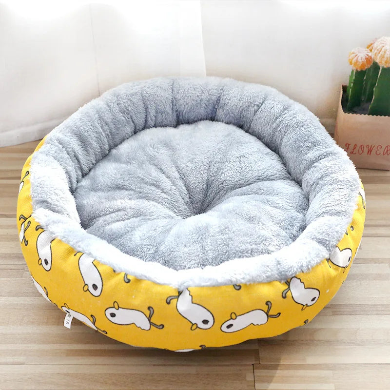 Round Coral Fleece Pet Nest for Cats and Small Dogs