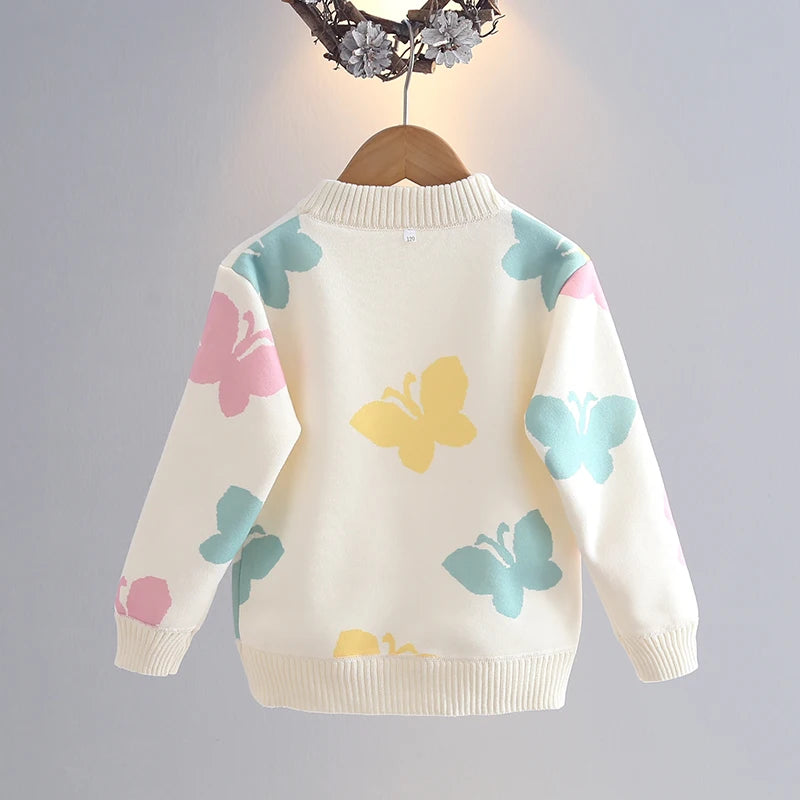Girls' Knitted Sweater Cute Butterfly Design for Winter