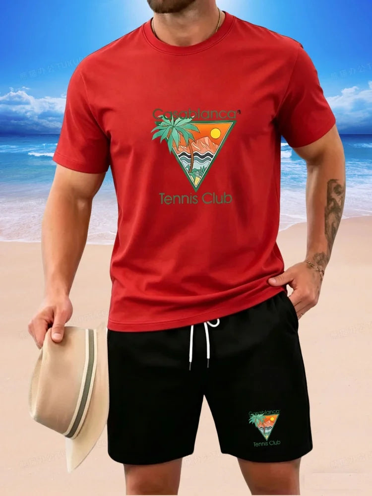 2026 New Trendy Men's Casual Set: A Simple and Stylish Short Sleeved Breathable Top and Pants Two-piece Set, Easy and Versatile