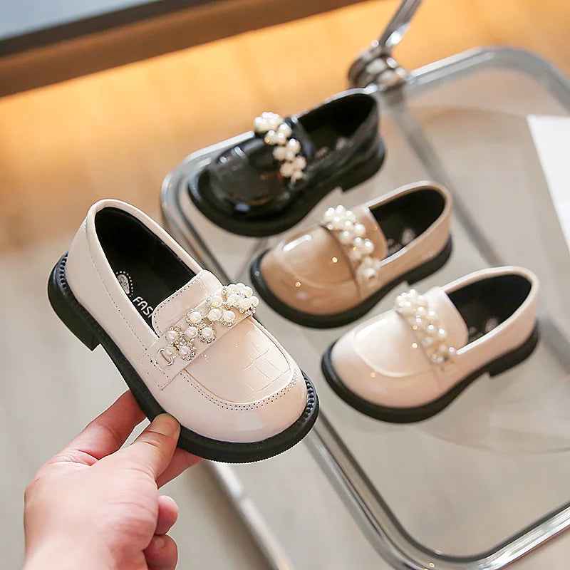 Black Leather Princess Shoes for Girls 2-18 Years Old