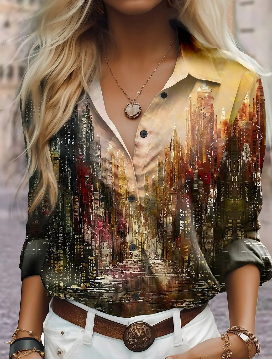 Women's Floral Printed Office Shirt for Autumn 2024