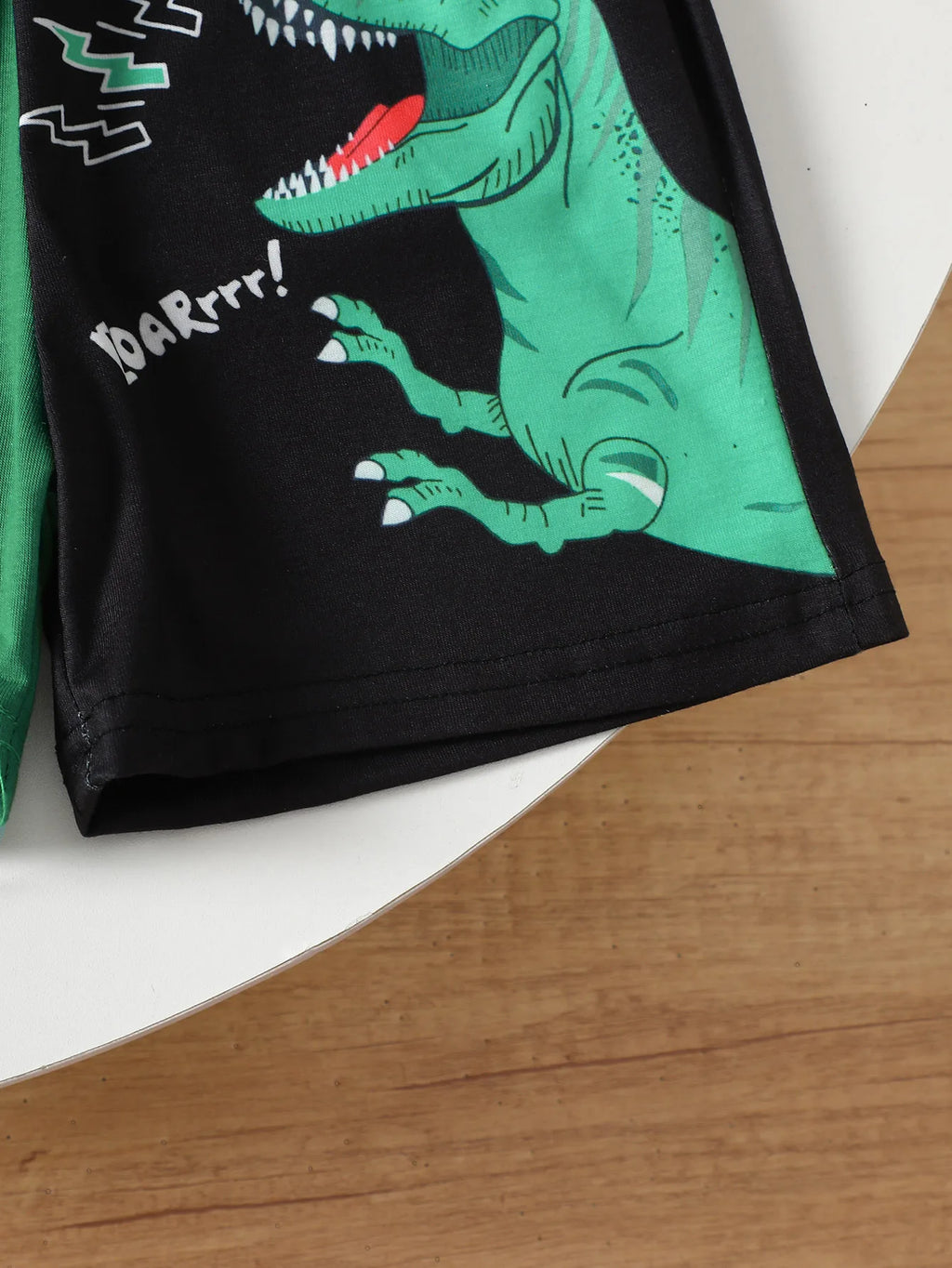 Boys Dinosaur ROAR Print Color Block Summer Outfit Set