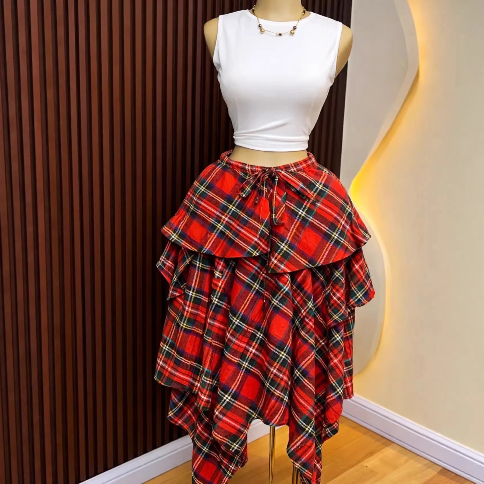 A-Line Mid Length Skirt for Women in Polyester Casual Style