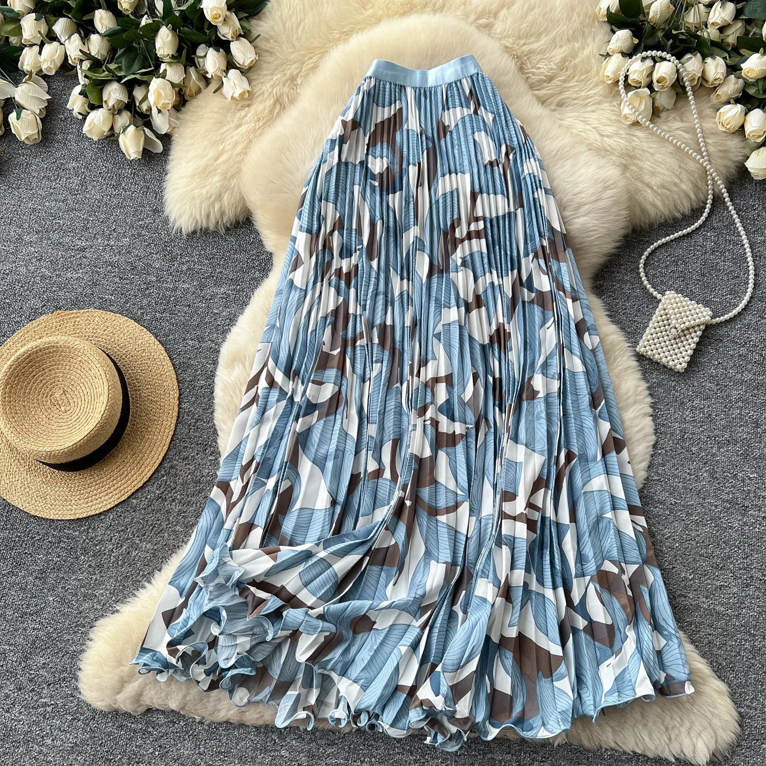 Elegant A-Line Mid Length Skirt for Women in Polyester