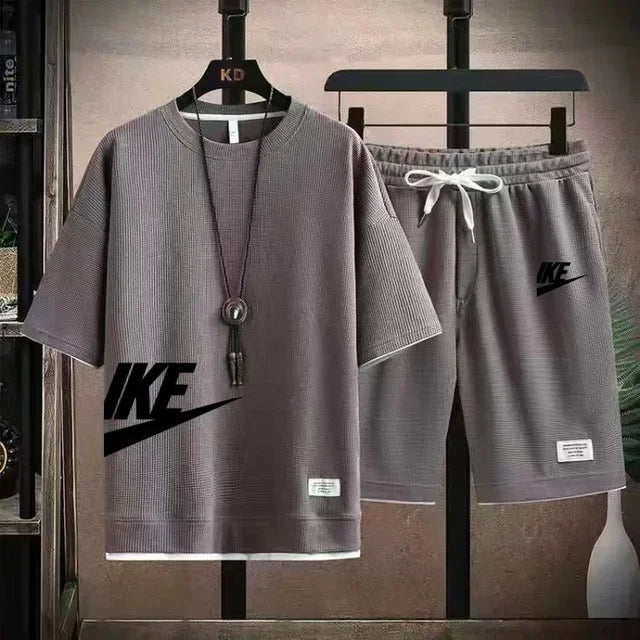 Men's Casual Sportswear Set with Short-Sleeved T-Shirt and Shorts