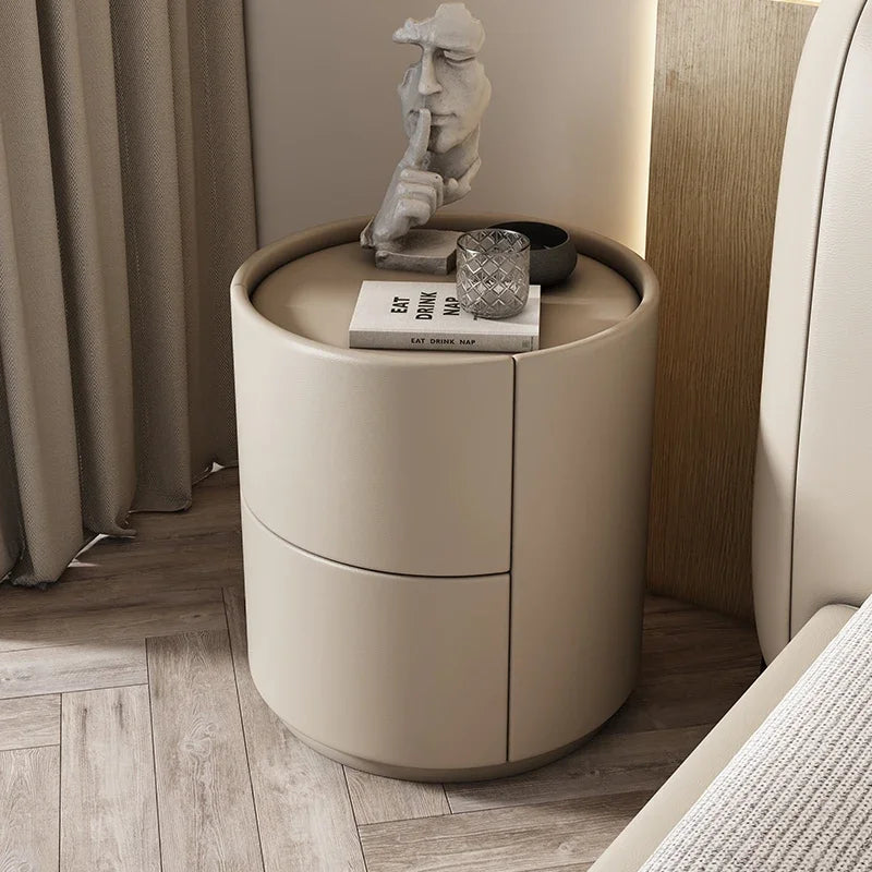 Modern Minimalist Solid Wood Nightstand with Two Drawers