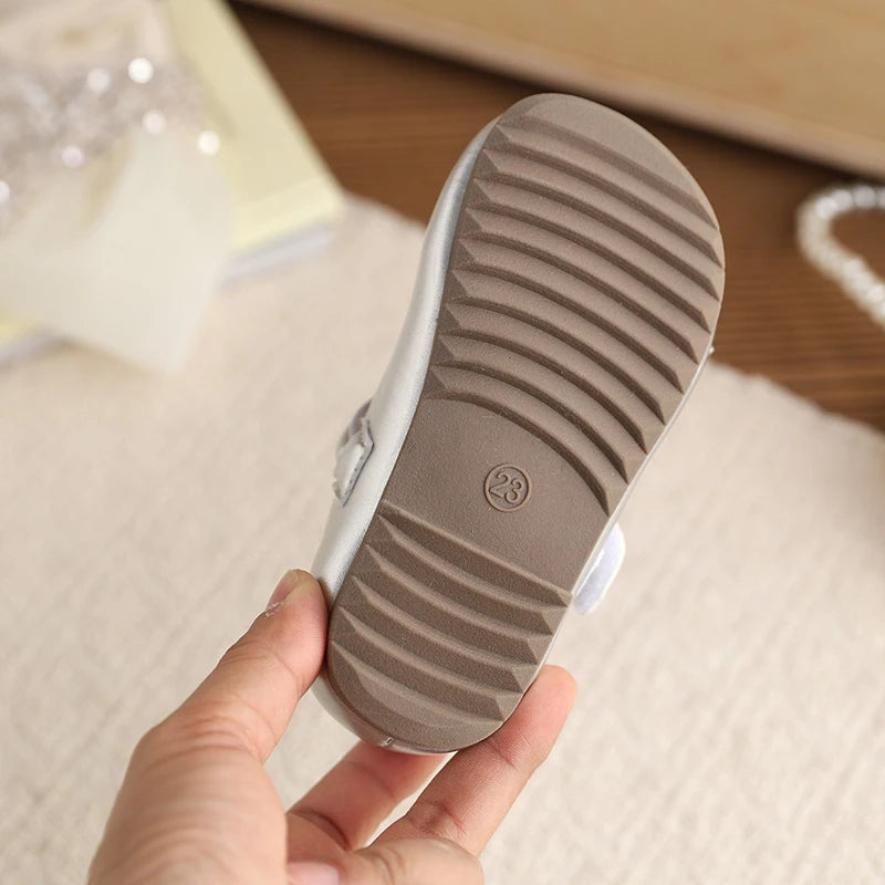 ZOCI Girls Bow Leather Casual Shoes for 4-6 Year Olds