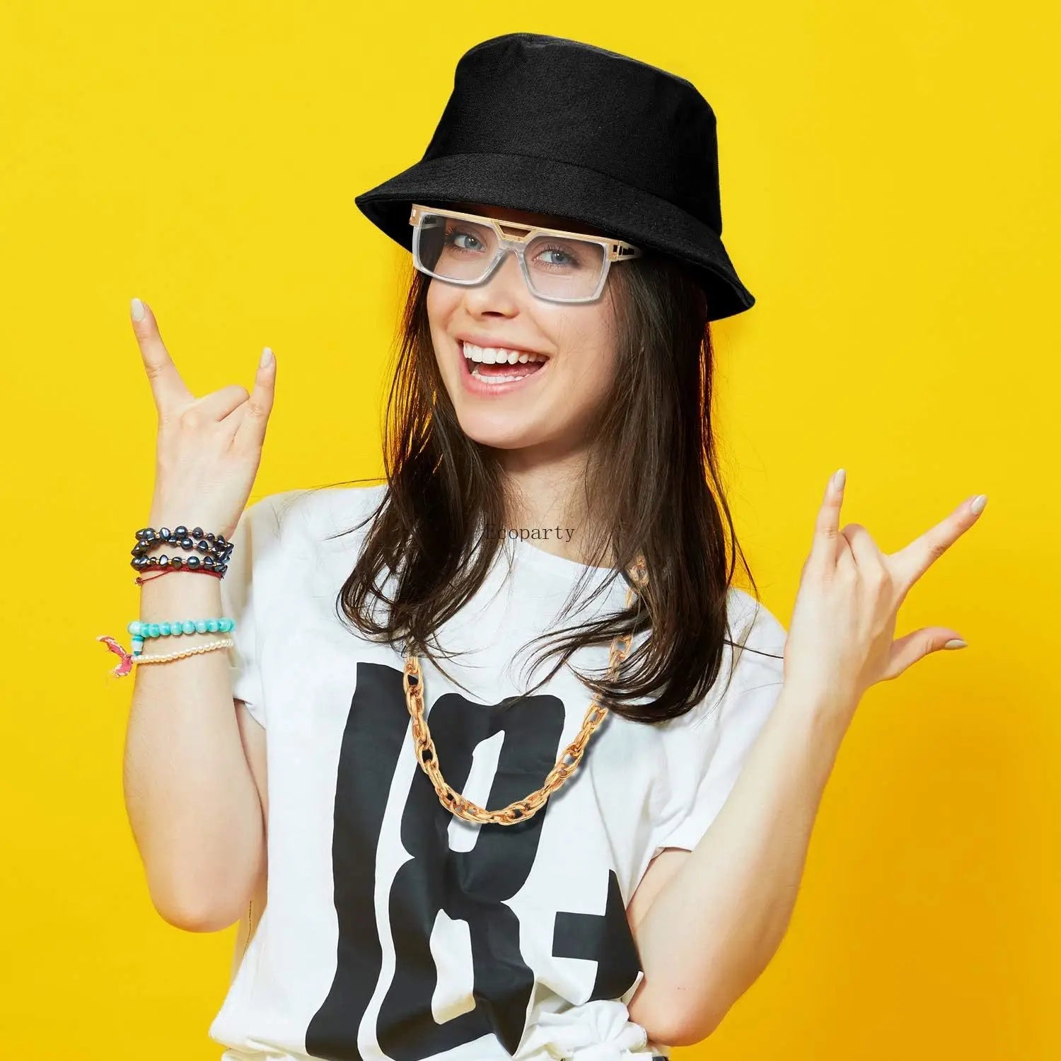 Women's 80s 90s Hip Hop Costume Kit with Accessories