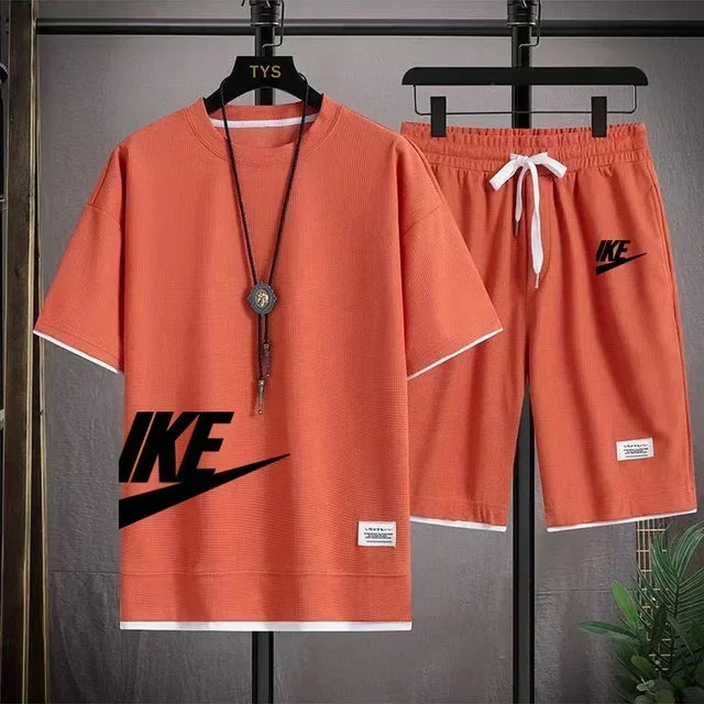 Men's Casual Sportswear Set with Short-Sleeved T-Shirt and Shorts