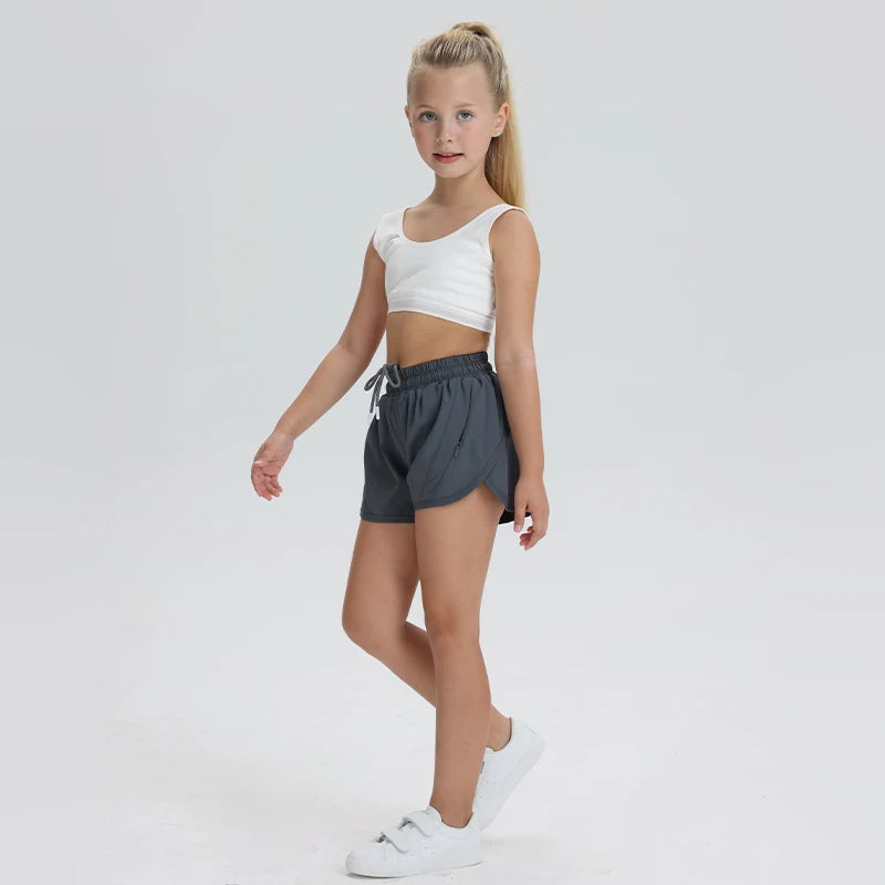 Girls' Athletic Yoga Pants in Polyester and Lycra for Sports