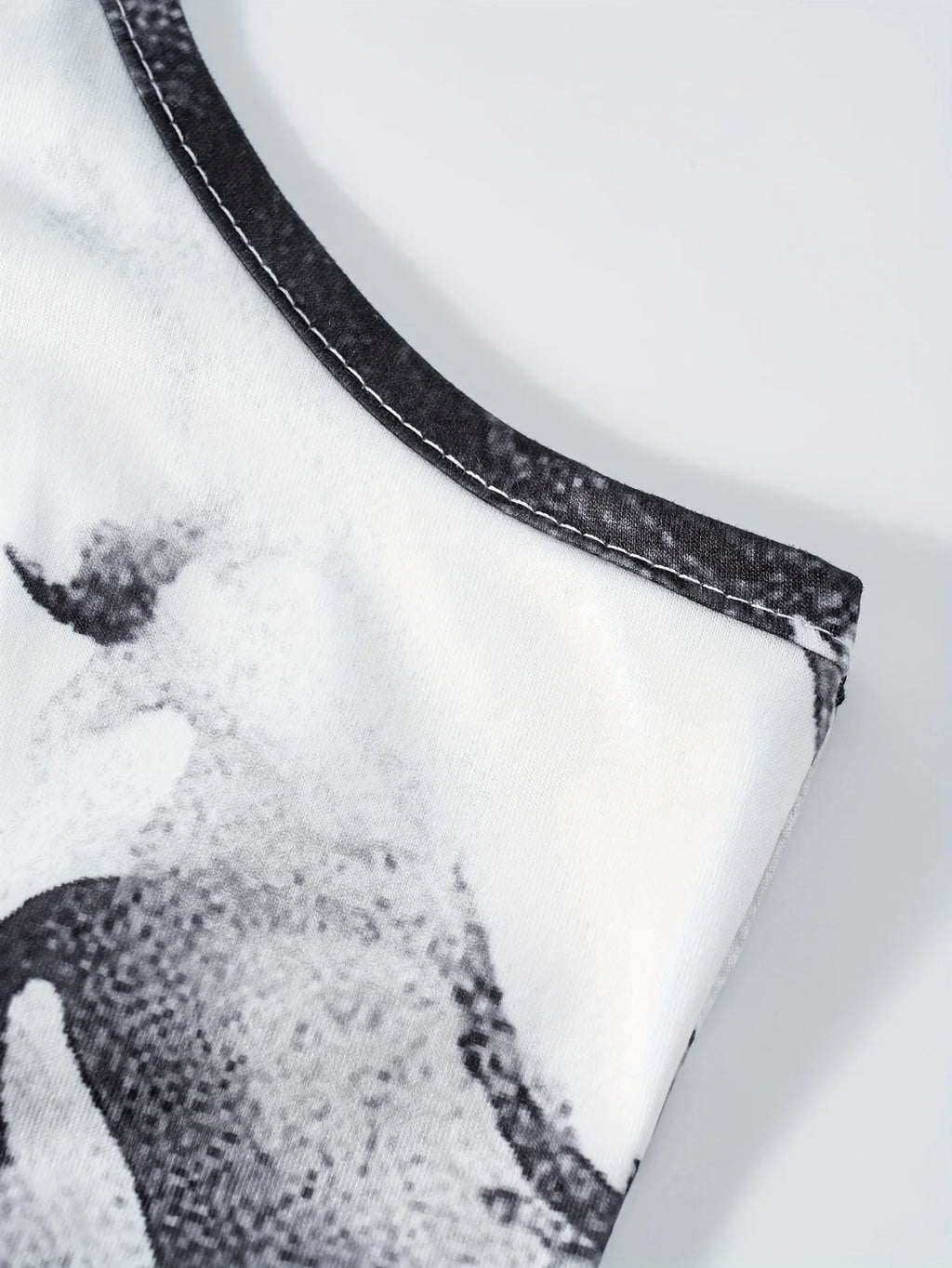 Black and White Abstract Marble Print Maxi Dress for Women