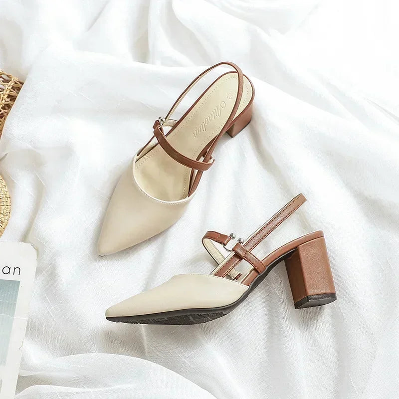 Elegant Chunky High Heels for Women with Pointed Toe