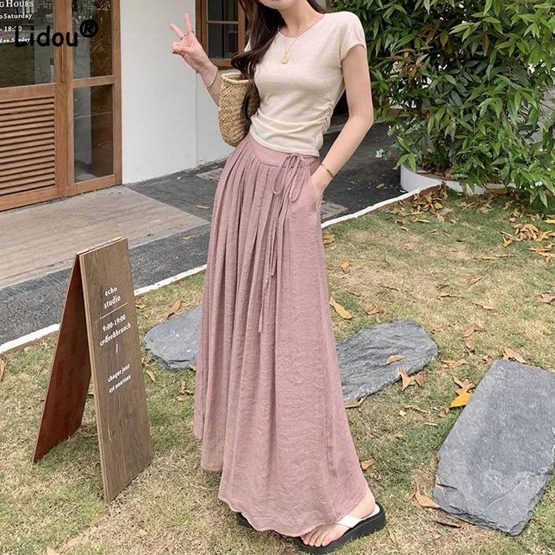 Elegant Wide Leg Pants for Women in Mercerized Cotton