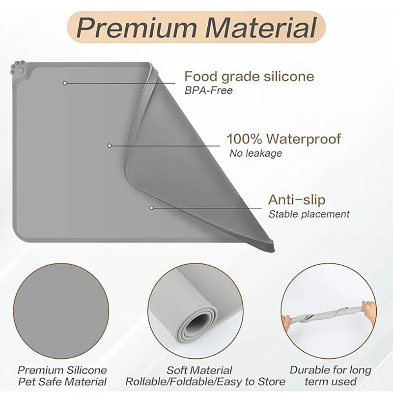 Durable Silicone Non-Slip Waterproof Pet Placemat for Cats and Dogs