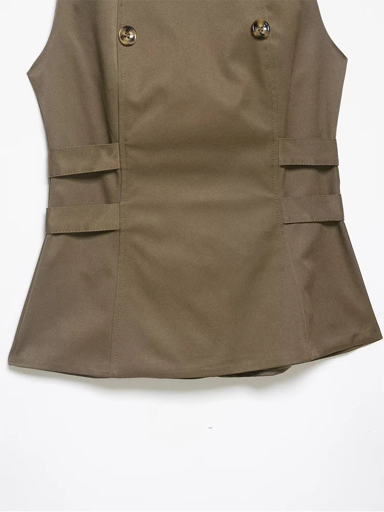HH Woman 2026 Summer New Fashion Elegant Short Top Fashion Female High Collar Sleeveless Back Zipper Casual Slim Solid Vest Top