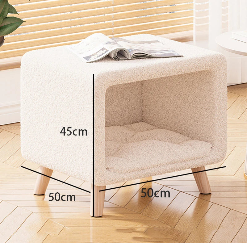 Modern Wood Nightstand with Flannel Storage in Minimalist Style