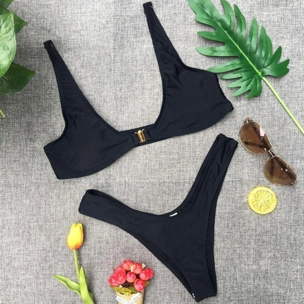 Sexy Brazilian Bikini Set for Women in Cotton Polyester