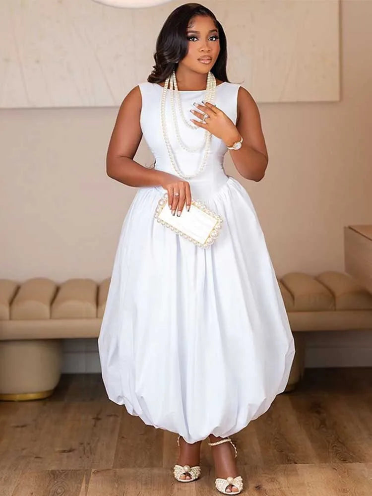 Elegant White Sleeveless Corset Dress for Women