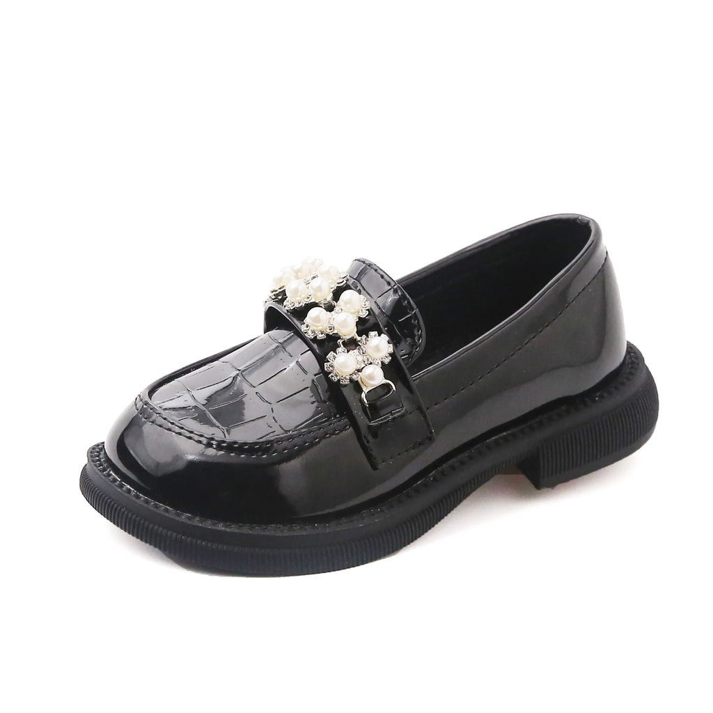 Black Leather Princess Shoes for Girls 2-18 Years Old