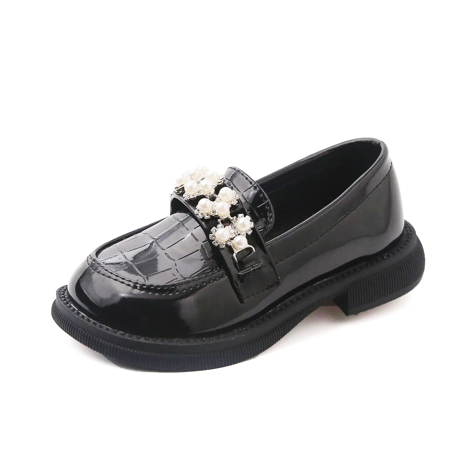 Black Leather Princess Shoes for Girls 2-18 Years Old