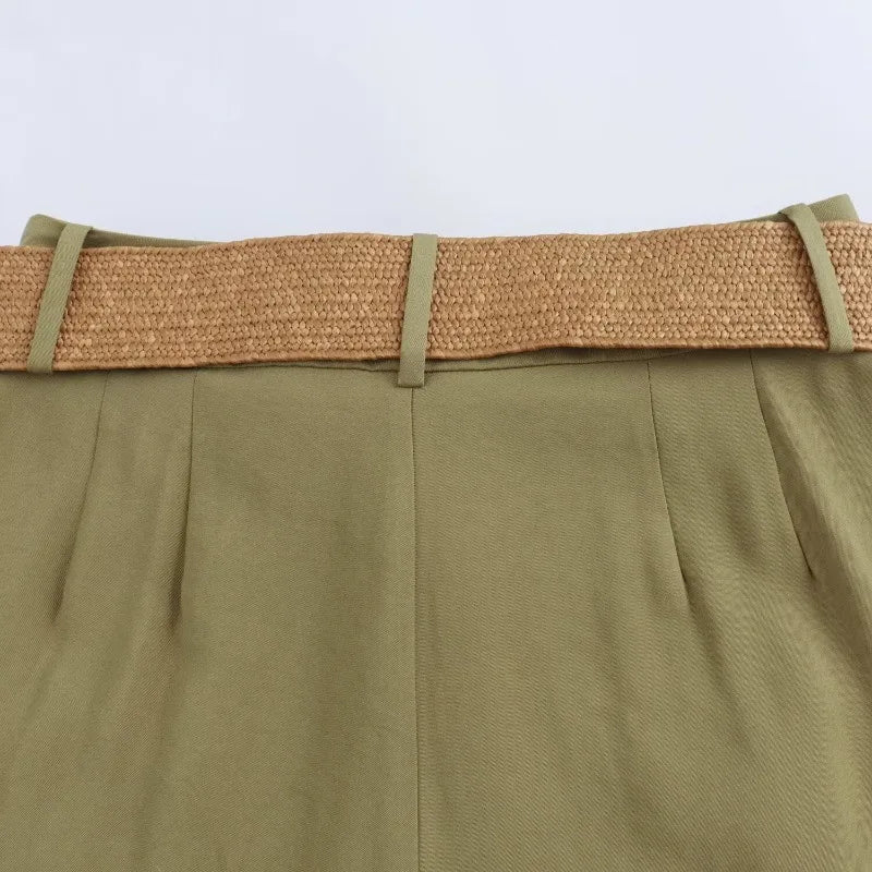 Y2K High Waist Baggy Shorts for Women with Belt