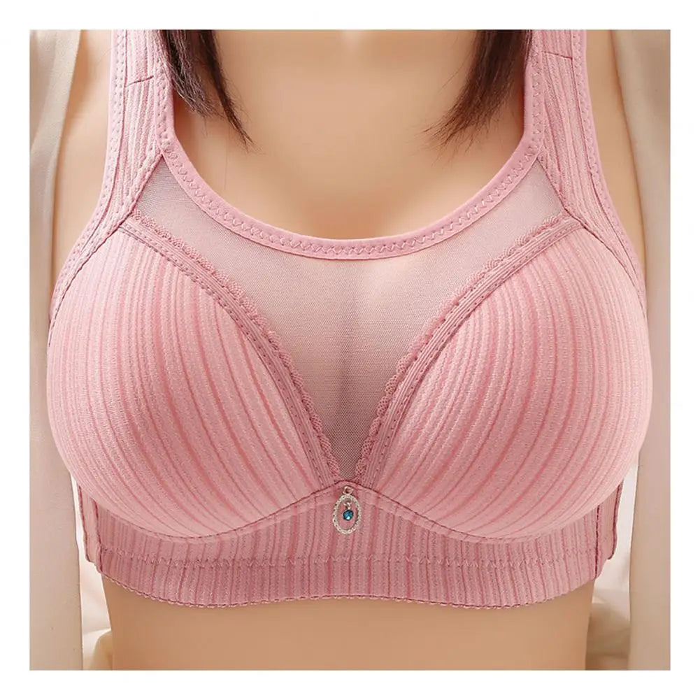 Comfortable Women Wireless Push-up Sports Bra with Wide Straps