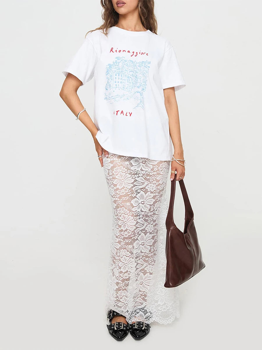 Elegant Women's Ankle-Length Lace Floral Skinny Skirt
