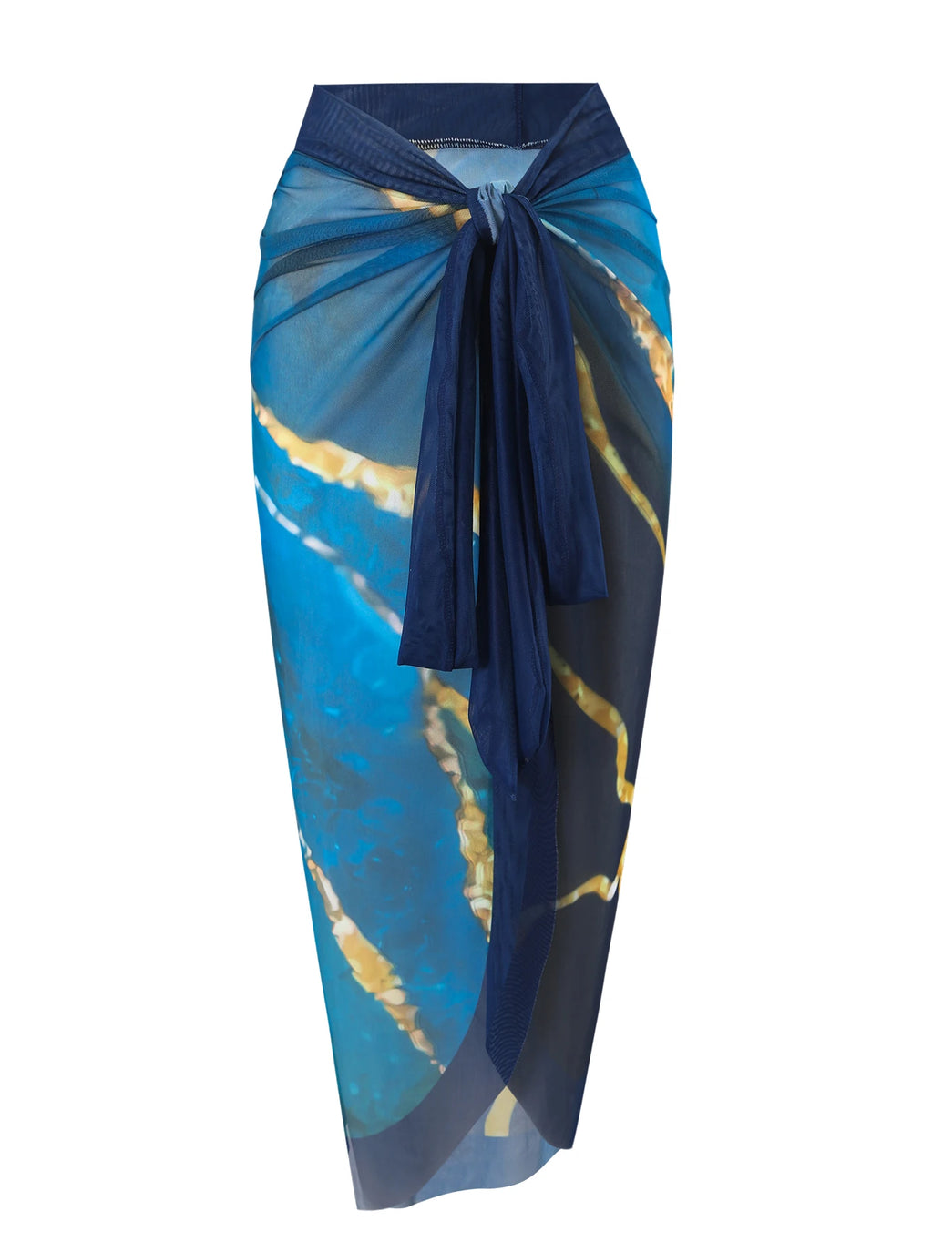 Blue Marble Print One-Piece Swimsuit for Women