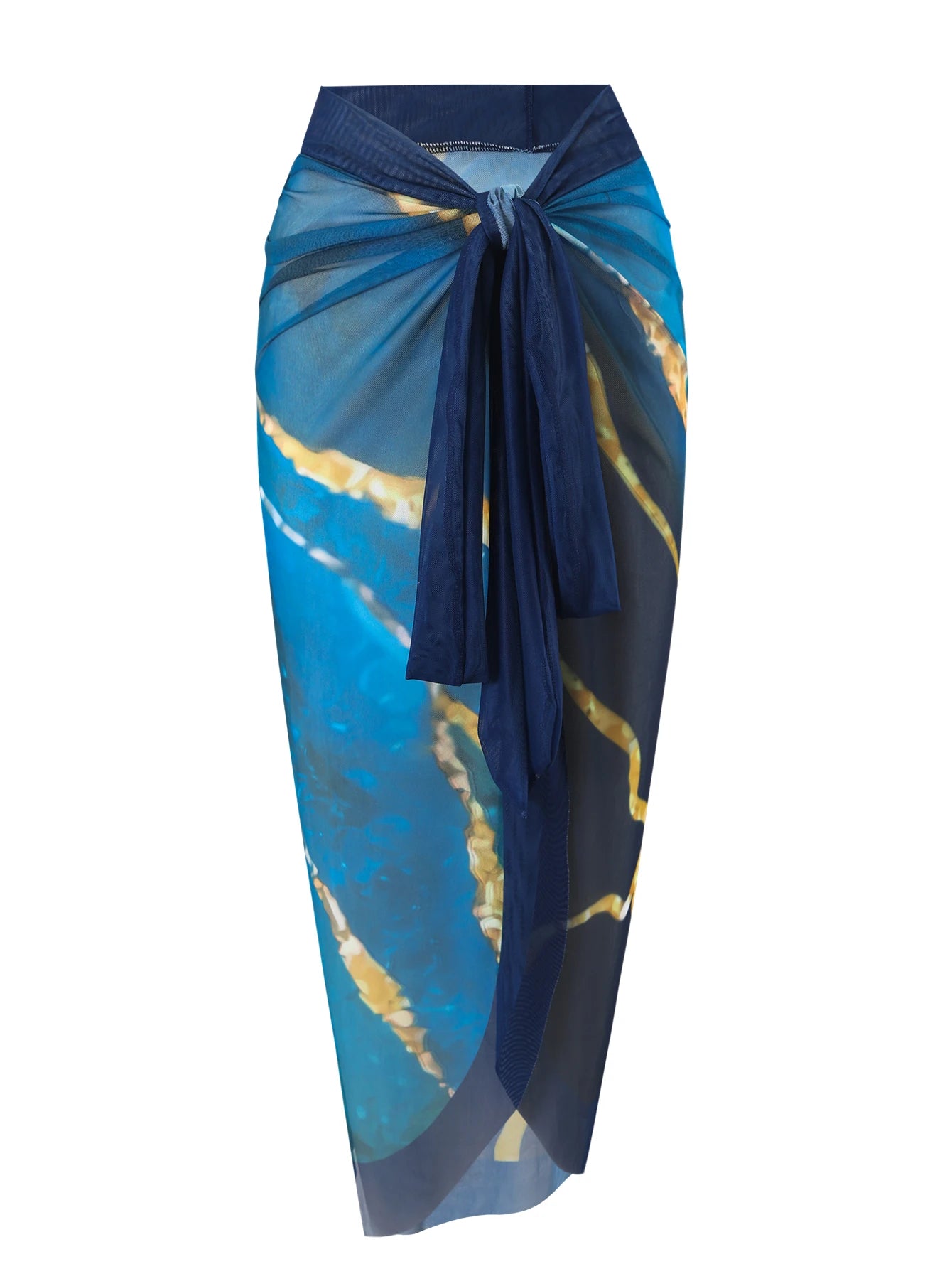 Blue Marble Print One-Piece Swimsuit for Women
