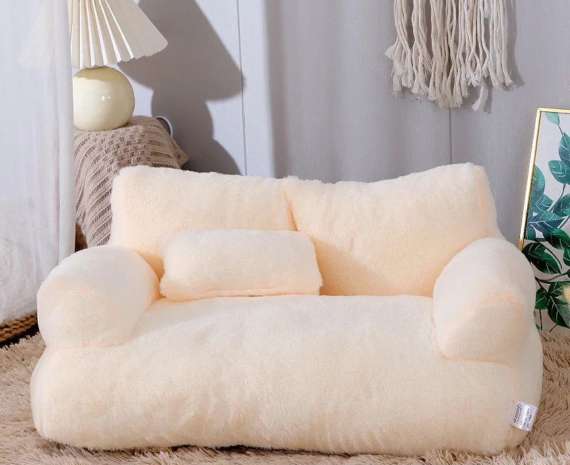 LEZIZI Cat Sofa Plush Crystal Velvet with Cuddle Pillow