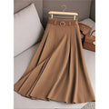 Mid-Length Pleated A-Line Skirt for Women by Shuangfuxiang