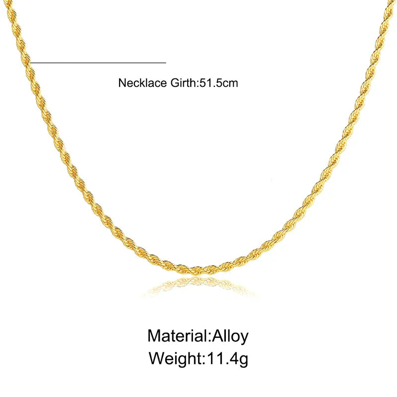 Men Ropes Long Necklace Minimalist Twisted Rope Chain Necklace For Men Women Hip Hop Jewelry