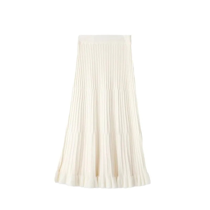 Elegant High Waist A-Line Skirt for Women in Polyester