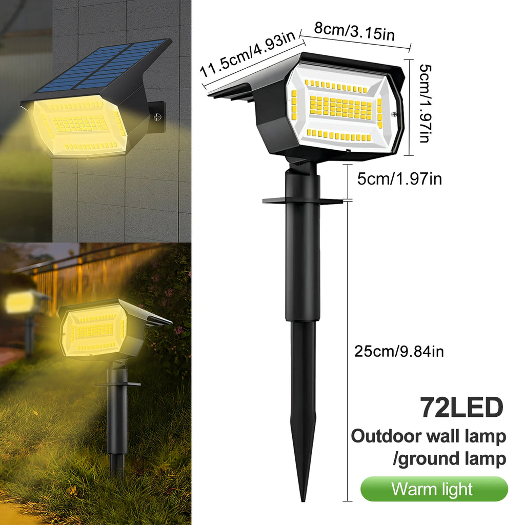 72 LED Solar Landscape Spotlights with IP65 Waterproof Design
