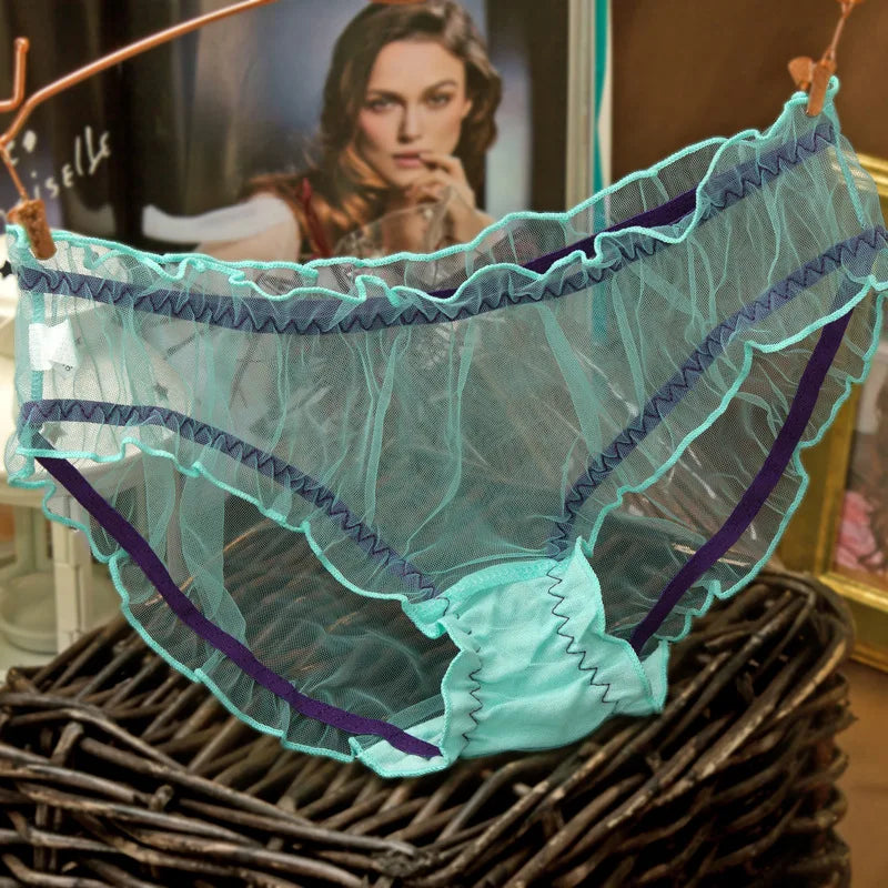 Transparent Underwear for Women Sexy Panties Mesh See-Through Female Cotton Crotch Low Waist Briefs Lightweight Elasticity Slips