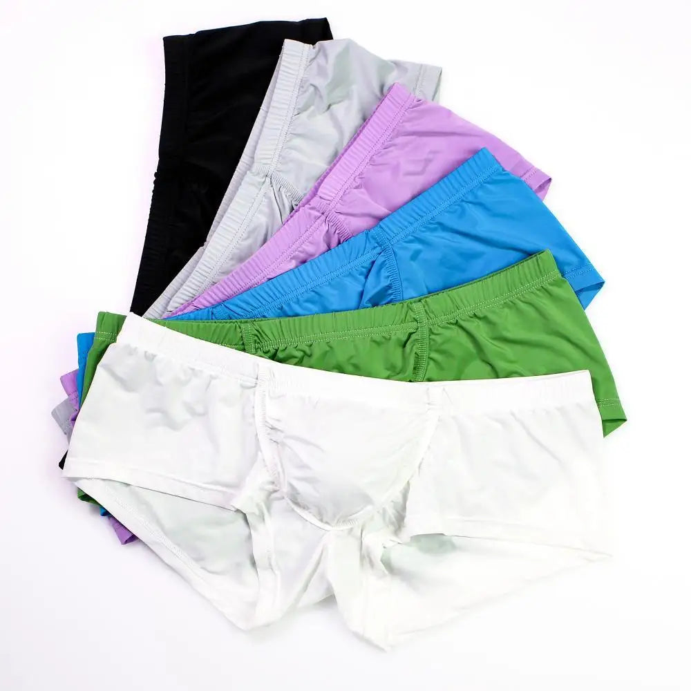 Men's Ice Silk Boxer Shorts with U Convex Pouch