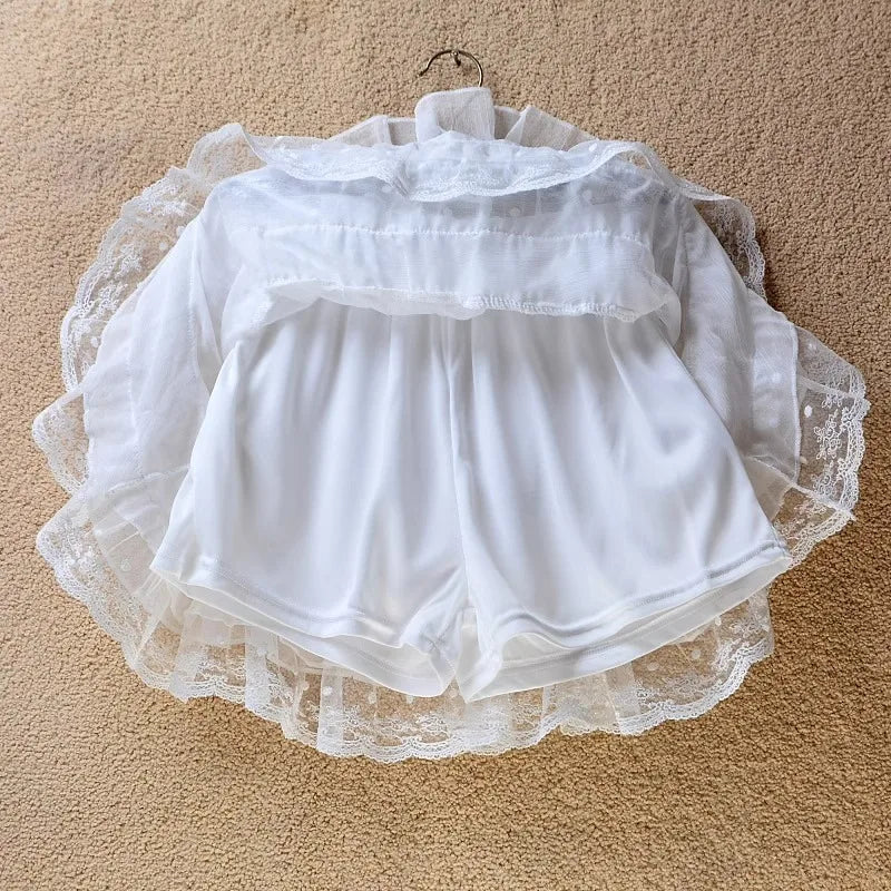 White Lace Summer Skirt for Women - High Waist A-Line