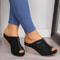 Women Summer Cowboy Slippers Retro Wedge Platform Shoes