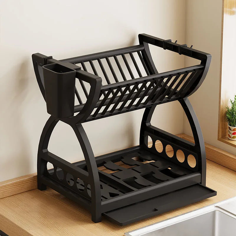 Double-Layer Kitchen Utensil Storage Rack for Space Saving