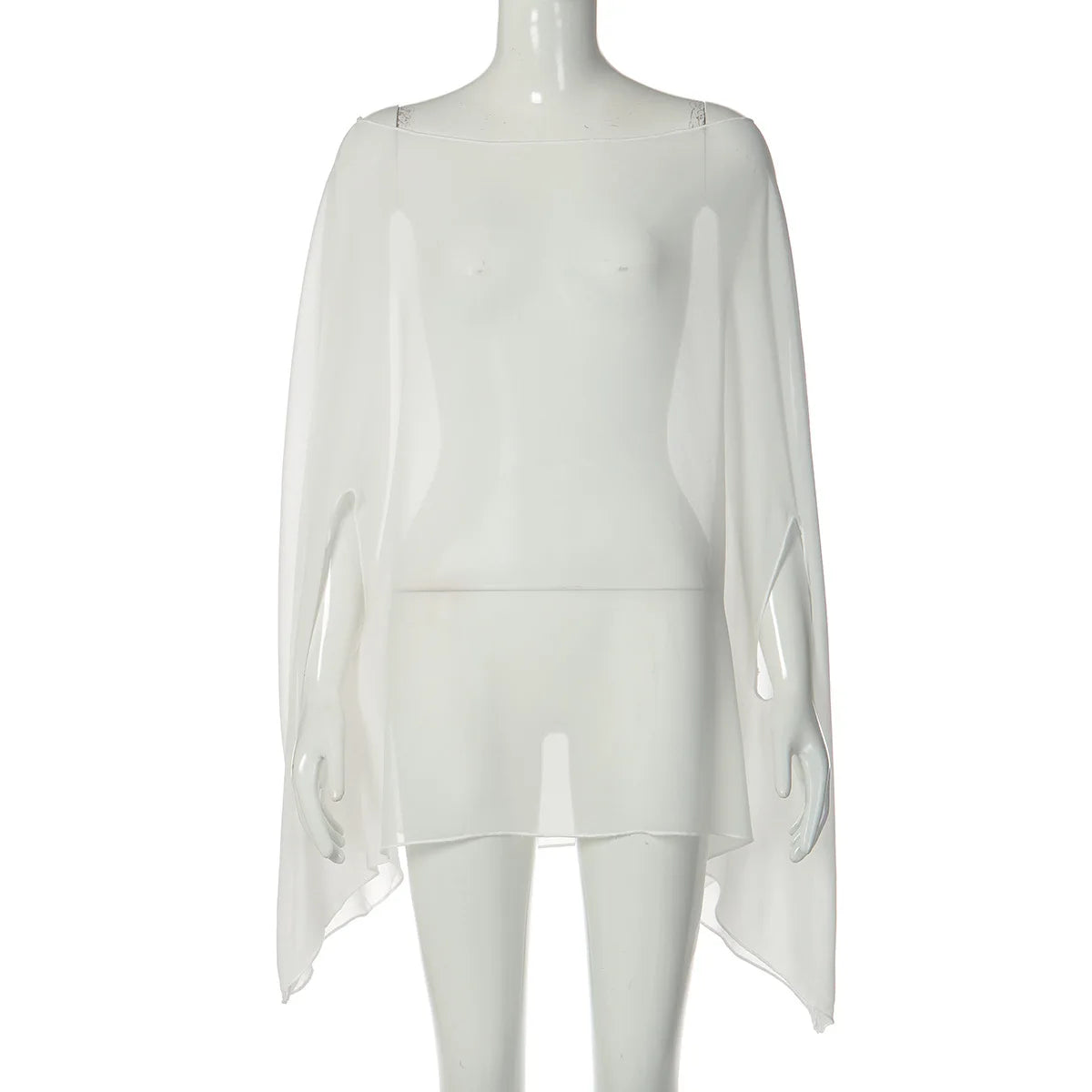 Elegant See-through Chiffon Blouse in Solid Colors for Women
