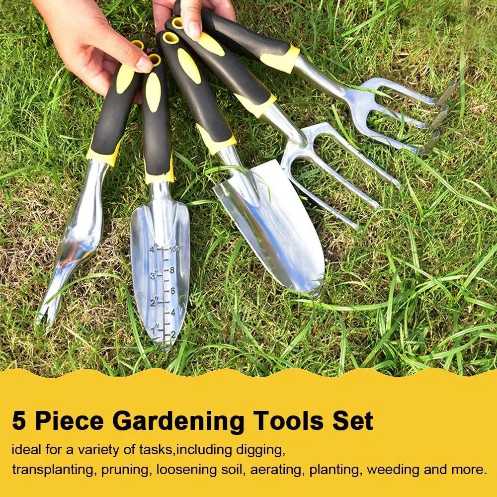 Ergonomic Garden Tool Set with Iron Trowel and Rake