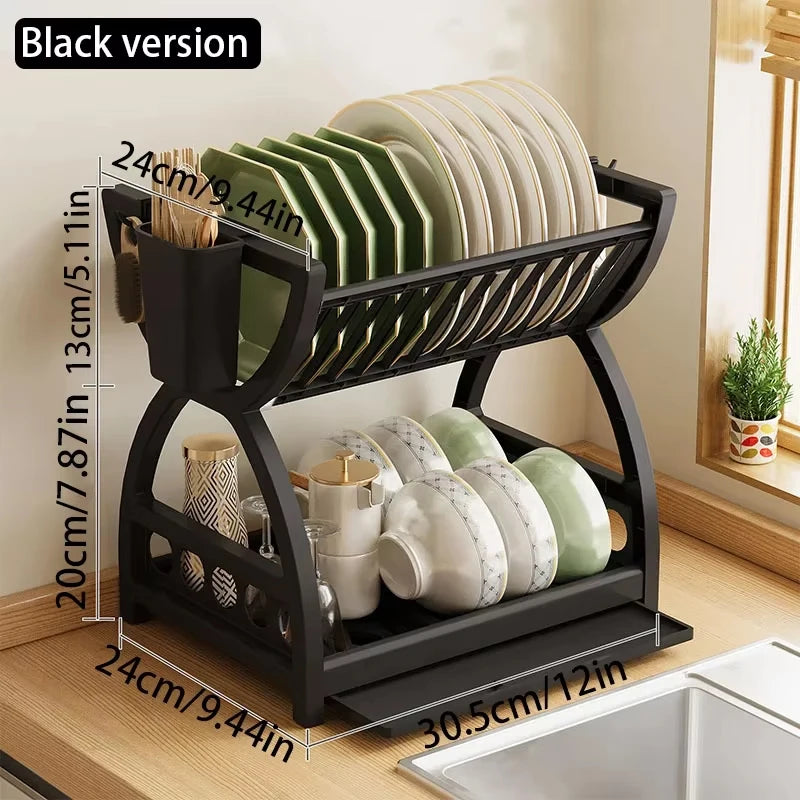 Double-Layer Kitchen Utensil Storage Rack for Space Saving