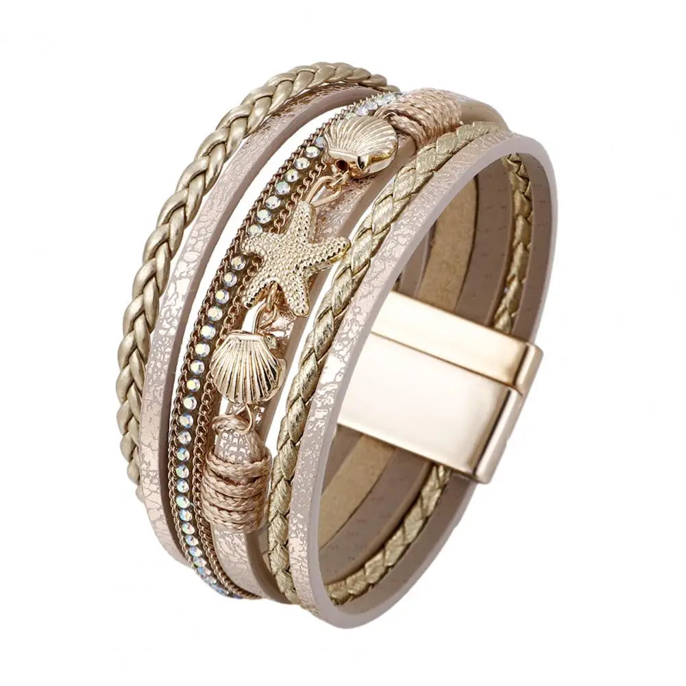 Multi-Layer Bohemian Faux Leather Braided Bracelet for Women