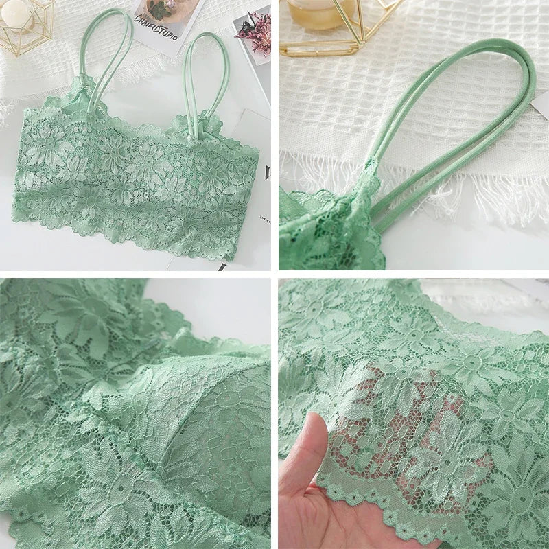 Lace Wireless Bralette for Women - Comfortable Solid Color Design