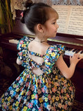 Girls' A-Line Mid-Length Dress with Ruffle Sleeves