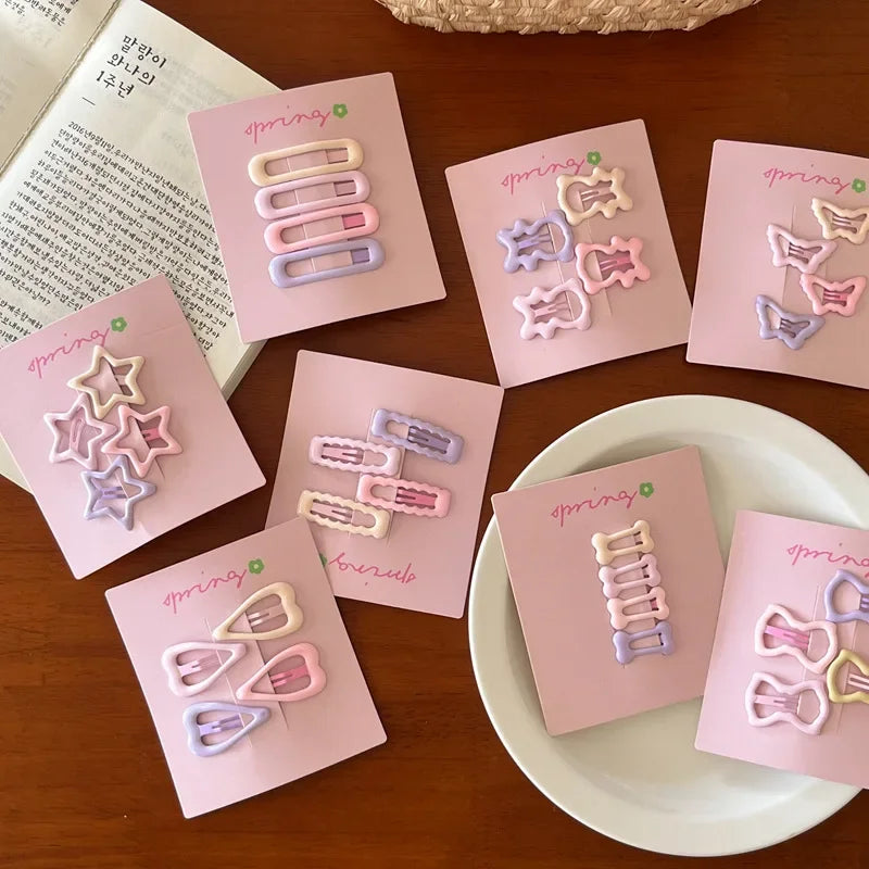 Cute Colorful Geometric Hair Clips Set for Girls