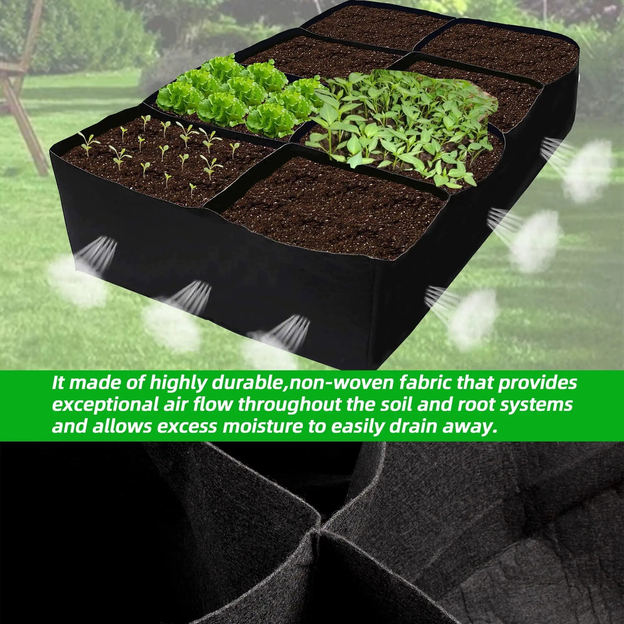 Fabric Raised Garden Bed Planter for Growing Vegetables and Flowers
