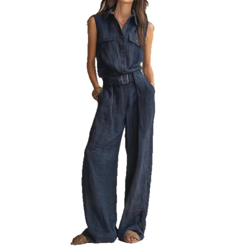 Chic Vintage Lapel Two-Piece Workwear Set for Women