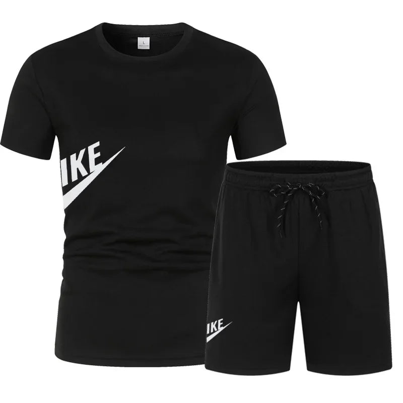 Men's Breathable Polyester Summer T-Shirt and Shorts Set