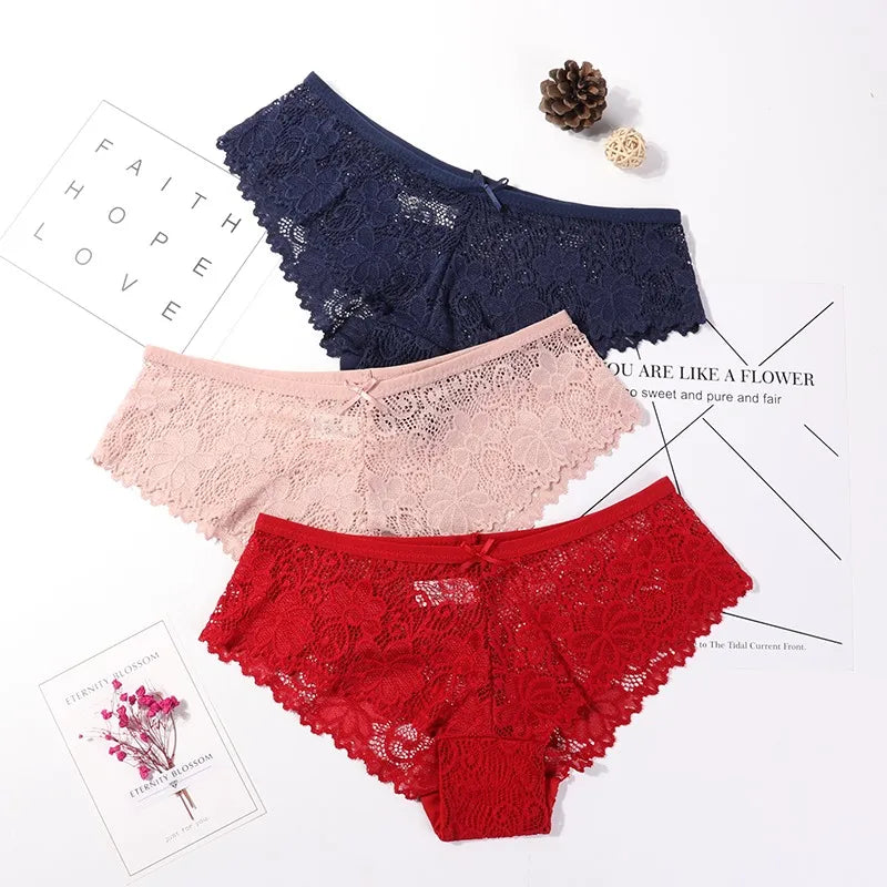 Lace Hollow Briefs Set for Women in Multiple Colors